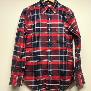 Thom Browne Black Fleece Classic Red and Blue Plaid Men's Shirt